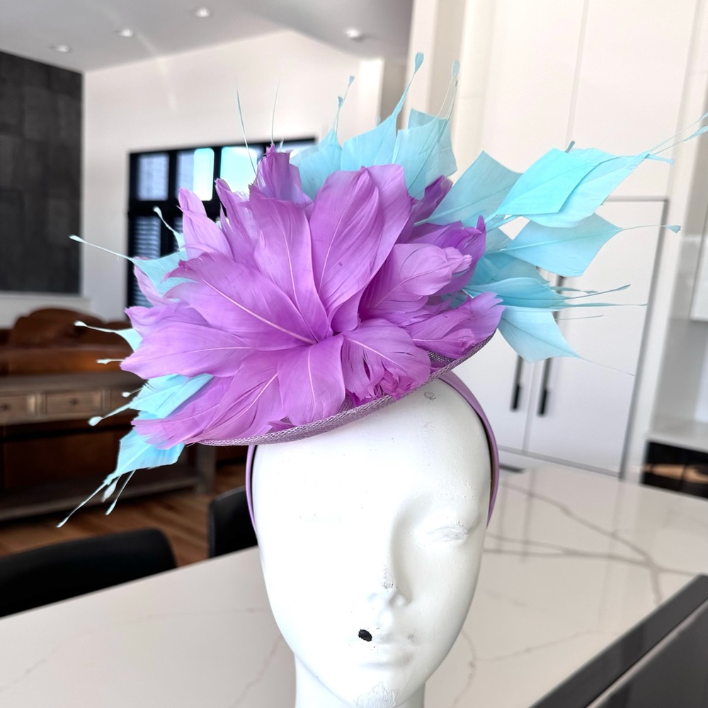 Elegant Purple and Blue Feather Fascinator